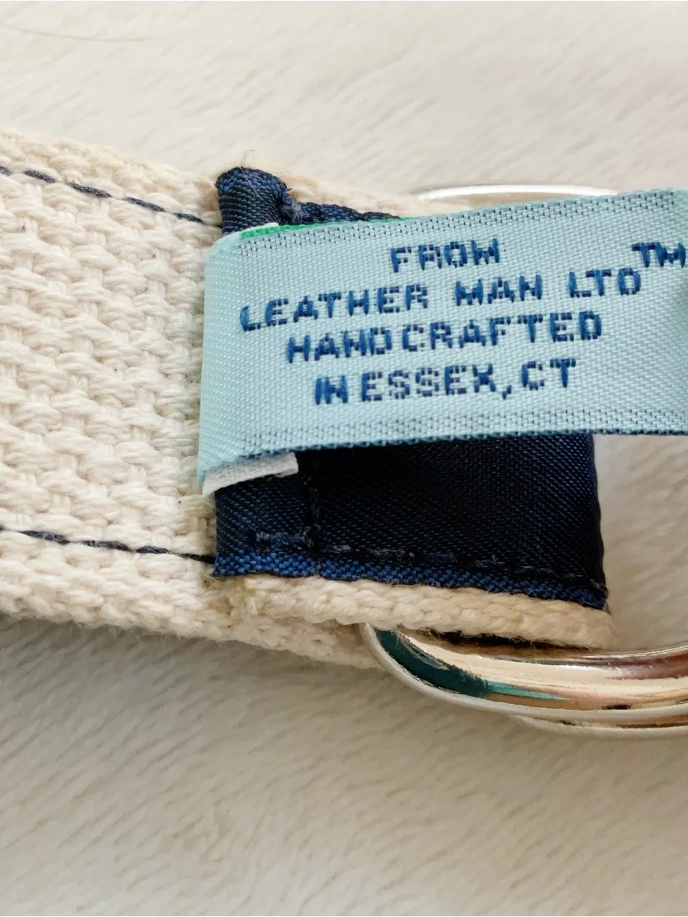 Eliza B. Navy Sand Dollar D-Ring Canvas Belt Size M Made in USA